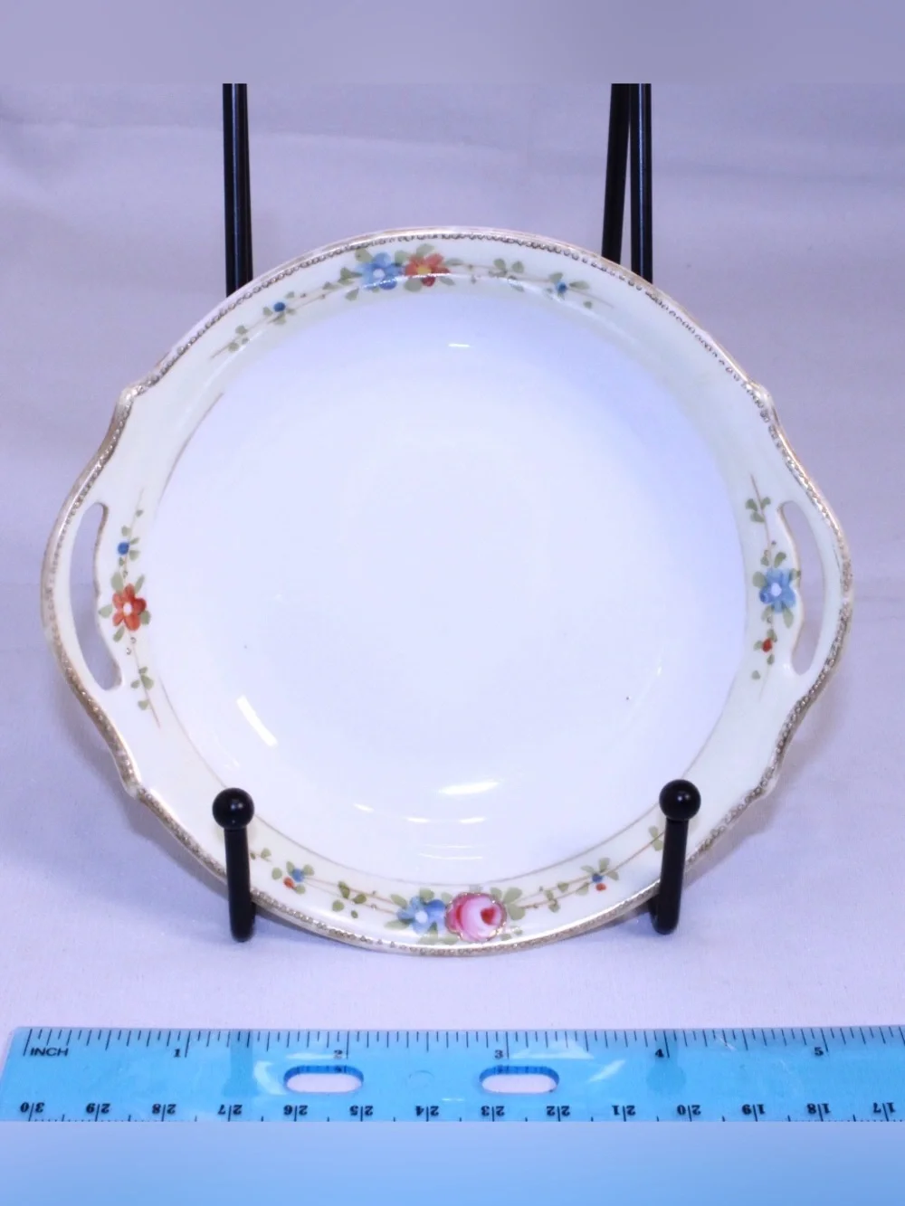 Antique Nippon porcelain Hand-painted double handled berry bowls Set of Four